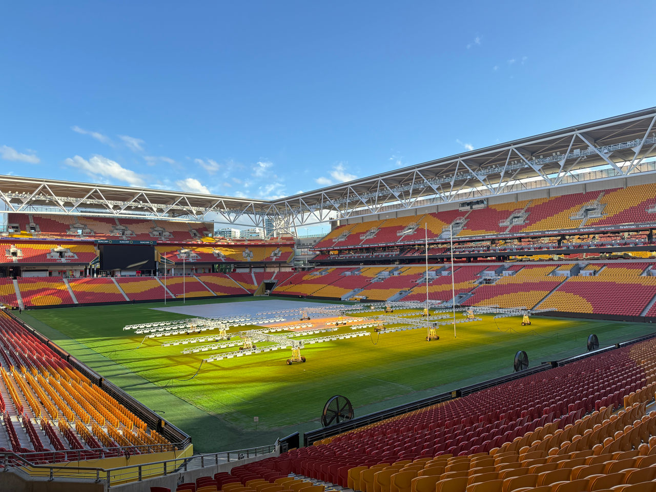 grow lights on field