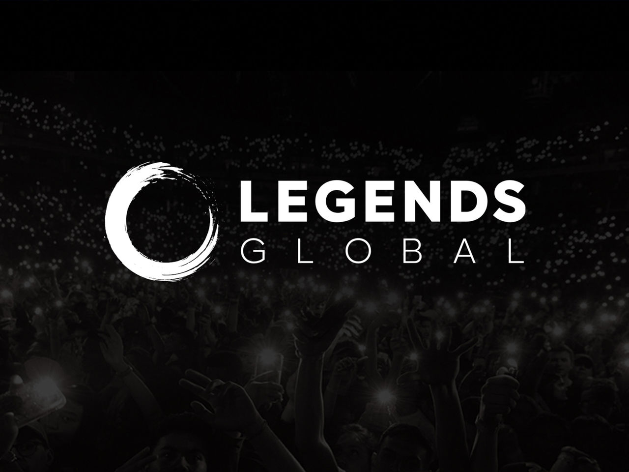 Legends Global logo with black textured background