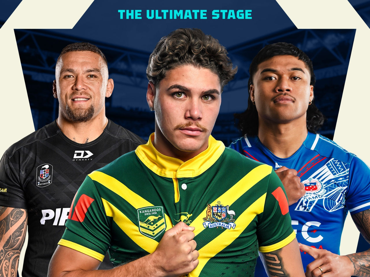 Rugby League players James Fisher-Harris, Reece Walsh and Brian To'o 