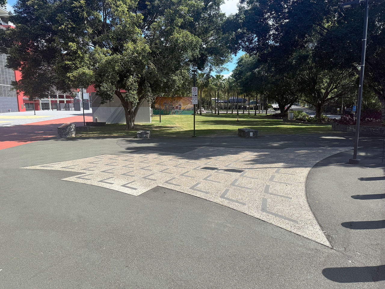 An image of public artwork Groundswell by Barbara Penrose installed at Suncorp Stadium in 2003
