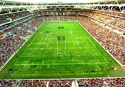 Inside Suncorp Stadium on the day the redeveloped Suncorp Stadium opened in 2003.