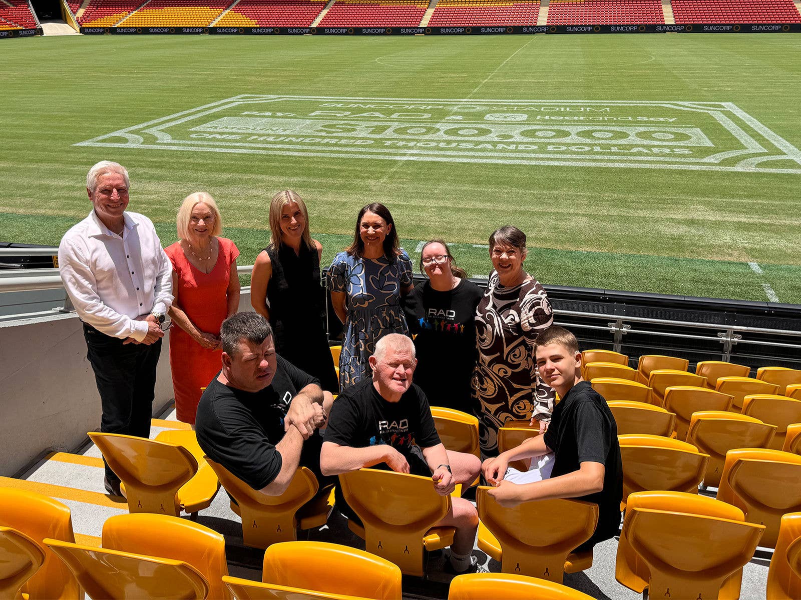 Suncorp Stadium Cheque Presentation to Hear and Say and Centrecare's RAD Theatre Group