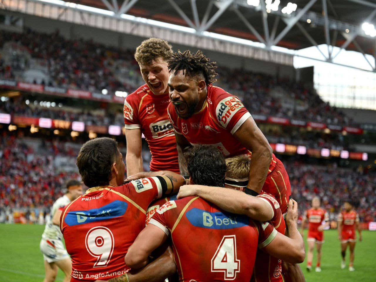 Players Celebrating a Try