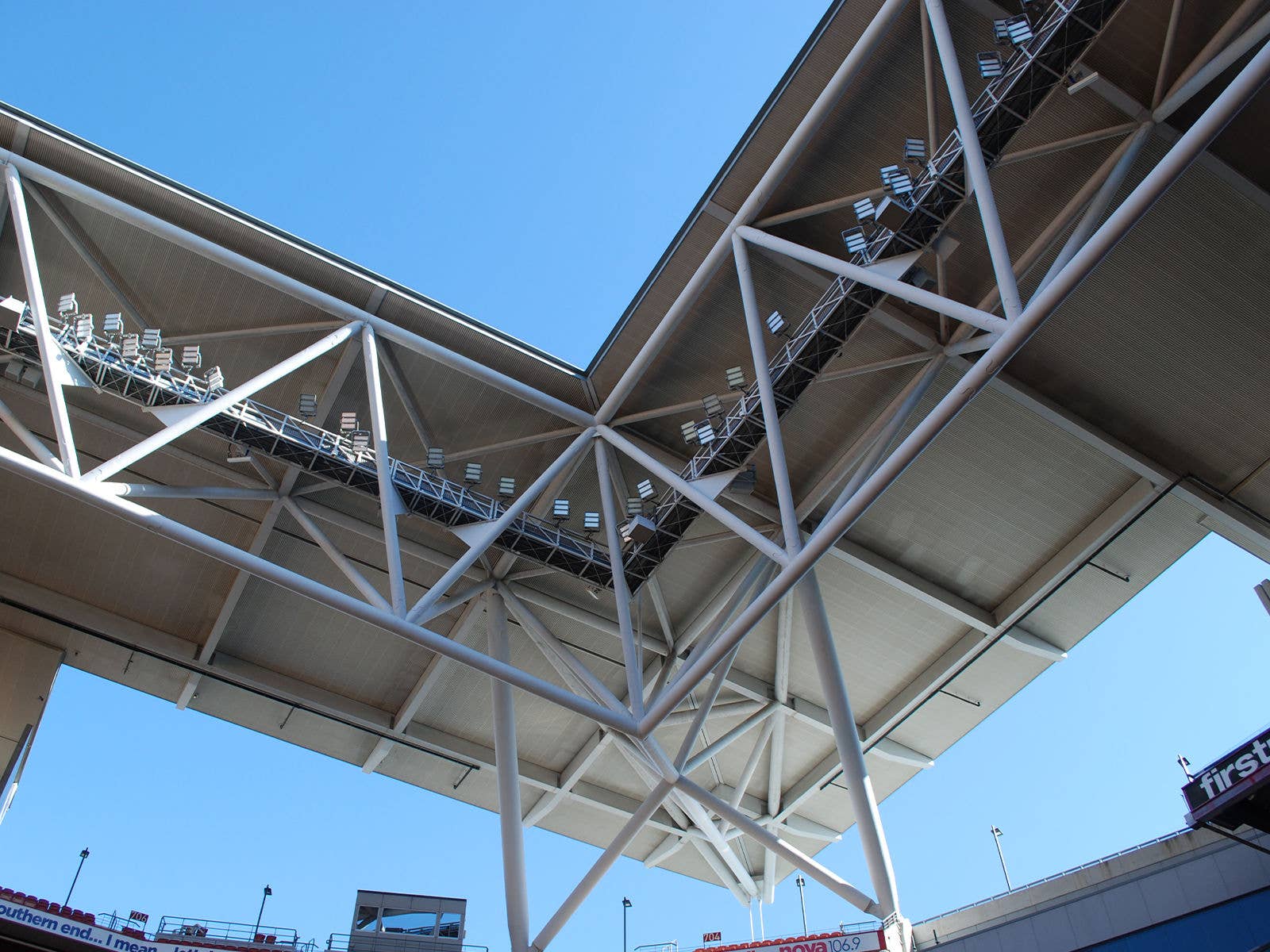 The Suncorp Stadium roof from field level