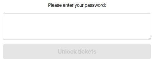 The Password Box on the Ticketek Website