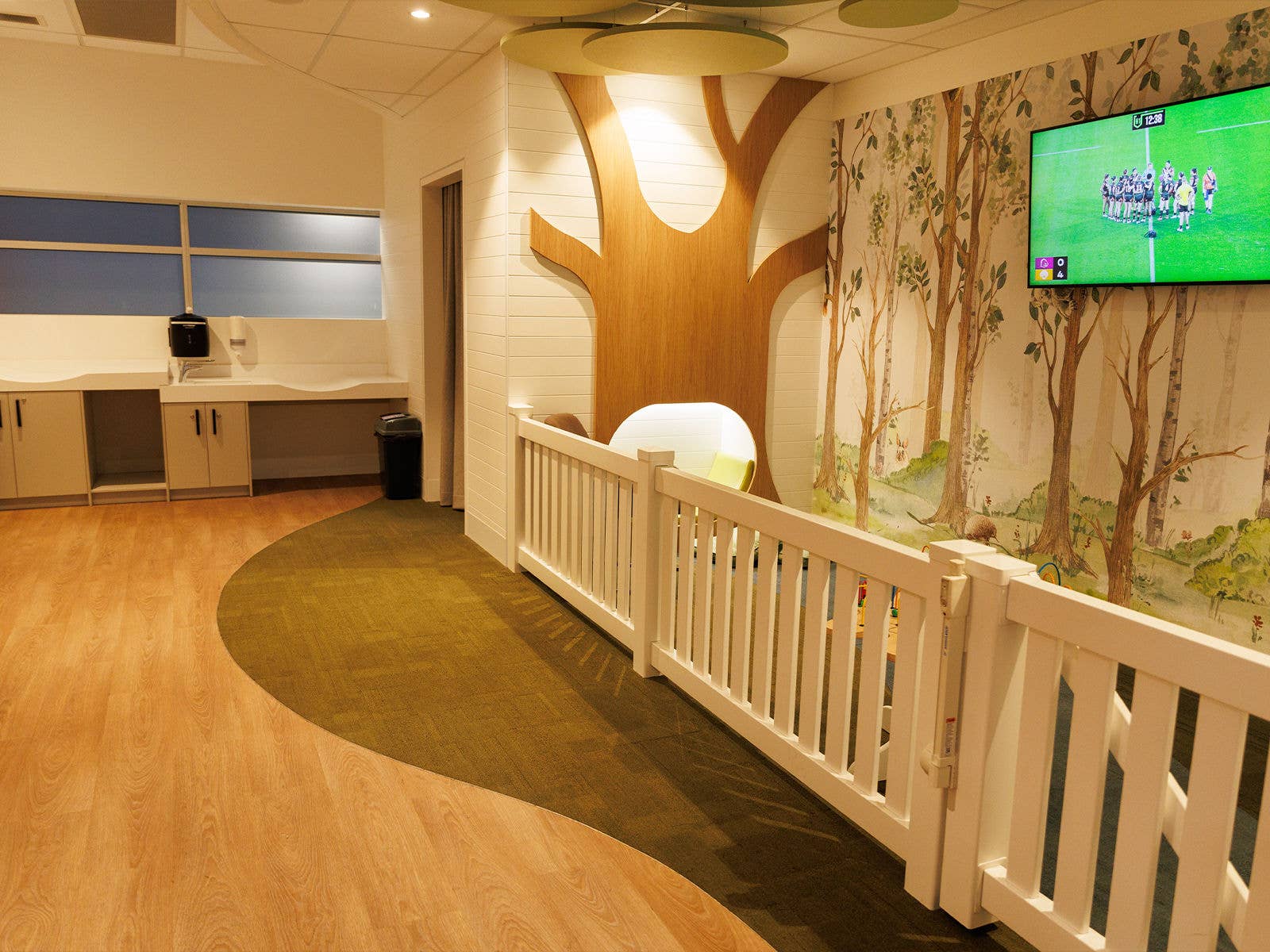 The inside of the parents room at Suncorp Stadium featuring a creche