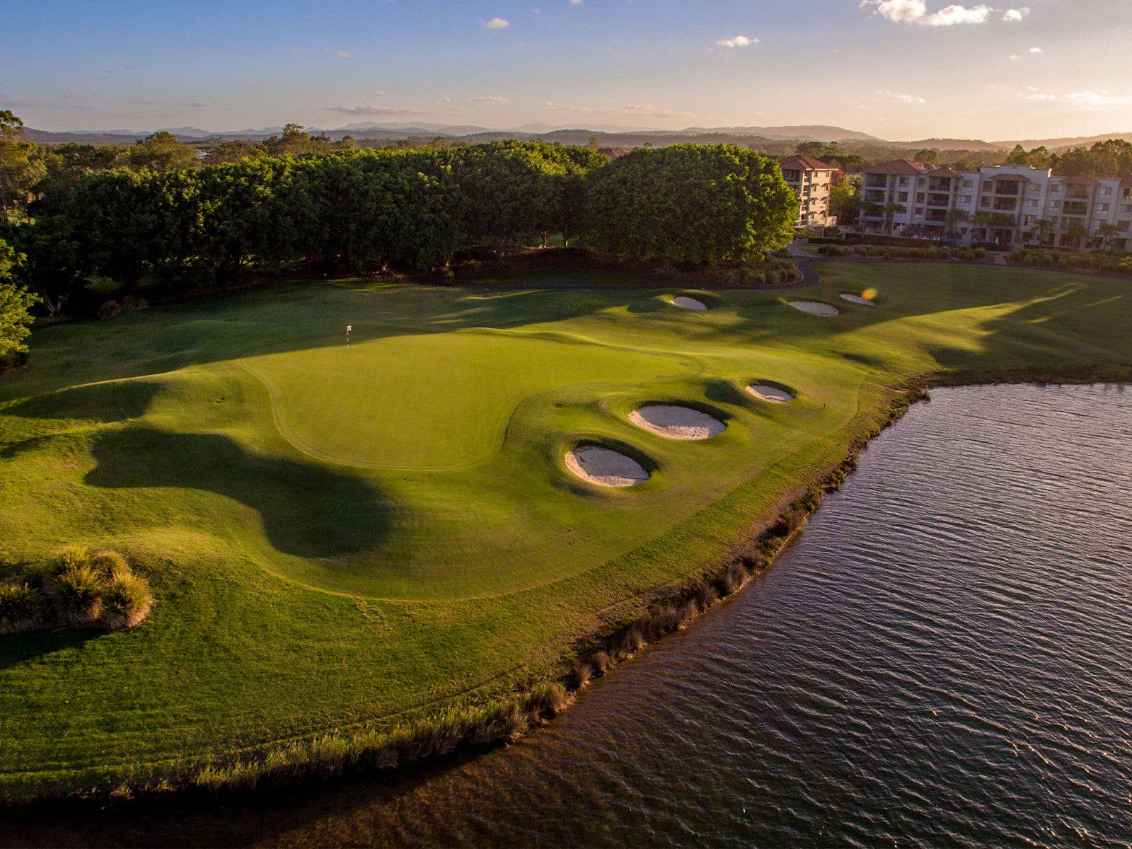 A view of the Links Hope Island Golf Course from the air