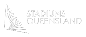 Monochrome white Stadiums Queensland Logo