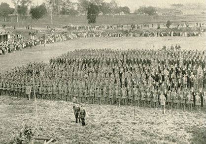 Lang Park used as a parade ground during World War I.