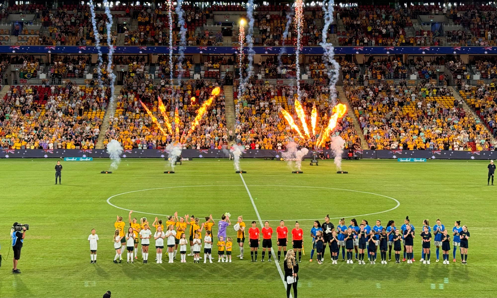 Matildas v Brazil Prematch Fireworks