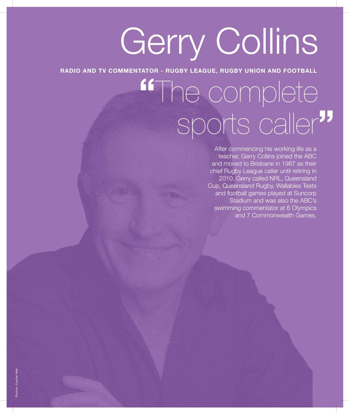 Gerry Collins Hall of Fame plaque.