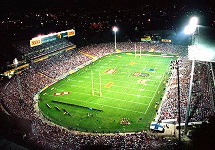 Aerial shot of Suncorp Stadium at nighttime in 1994.