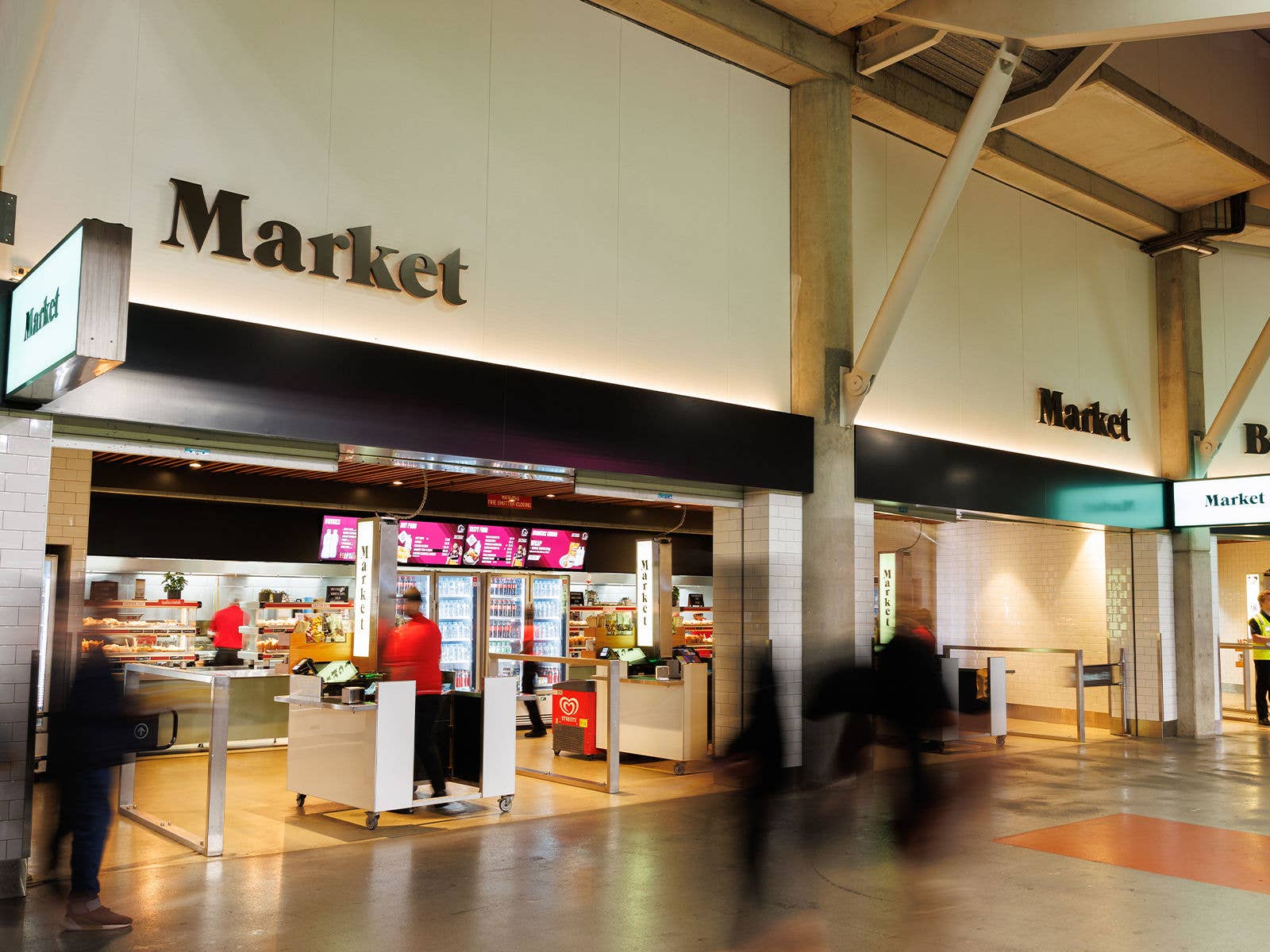 External view of Suncorp Stadium's Market outlet during an event.