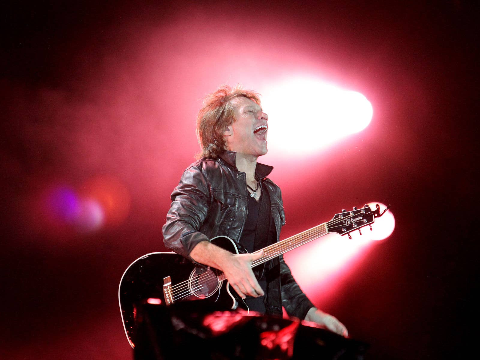 Bon Jovi on stage at Suncorp Stadium during their The Circle Tour in 2010.