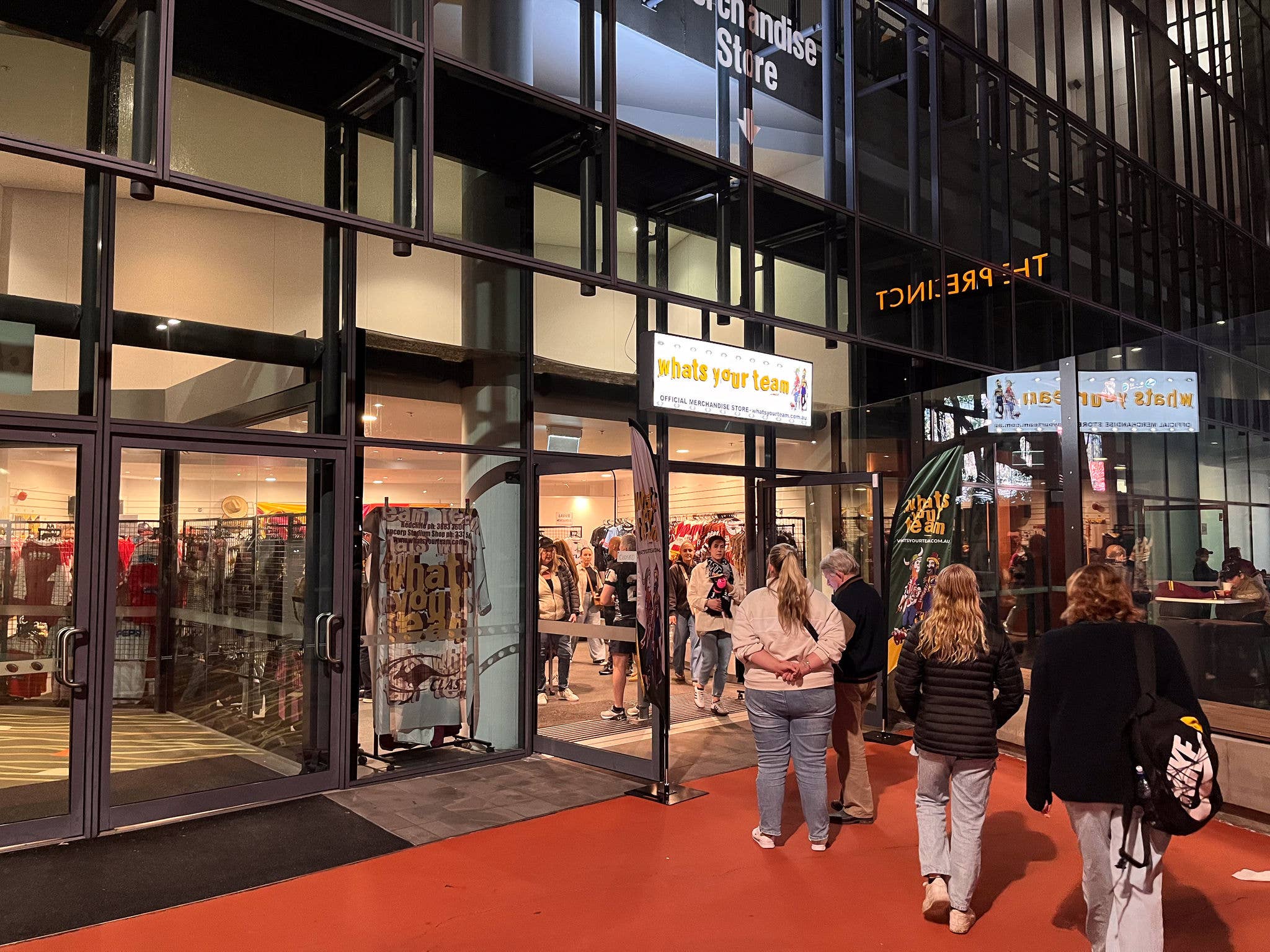 External view of the What's Your Team Store at Suncorp Stadium during an event..