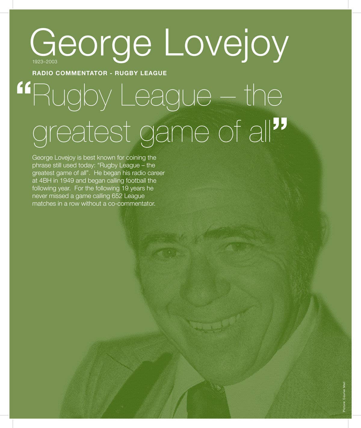 George Lovejoy Hall of Fame plaque.