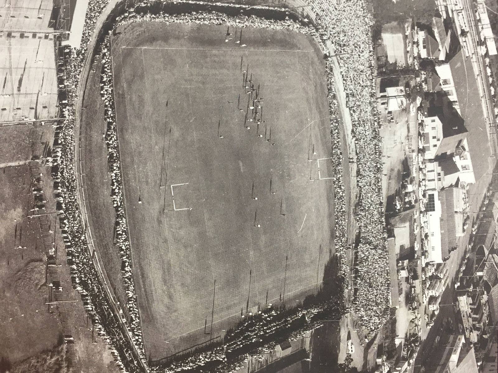 An aerial image of Suncorp Stadium from 1955