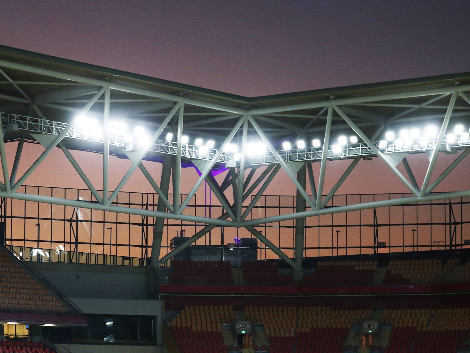 The roof lights and Stadium lighting at Suncorp Stadium