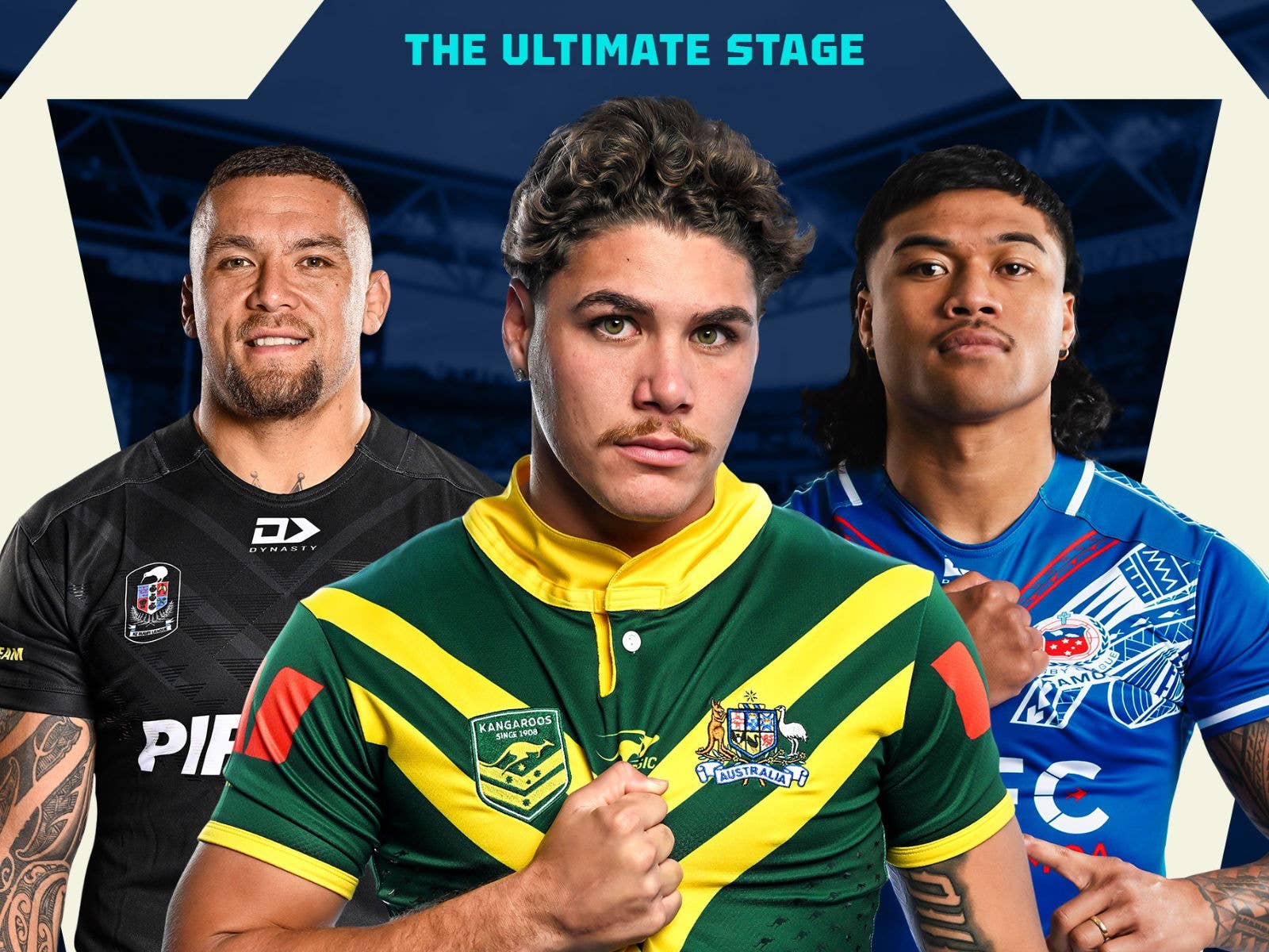 Rugby League players James Fisher-Harris, Reece Walsh and Brian To'o 