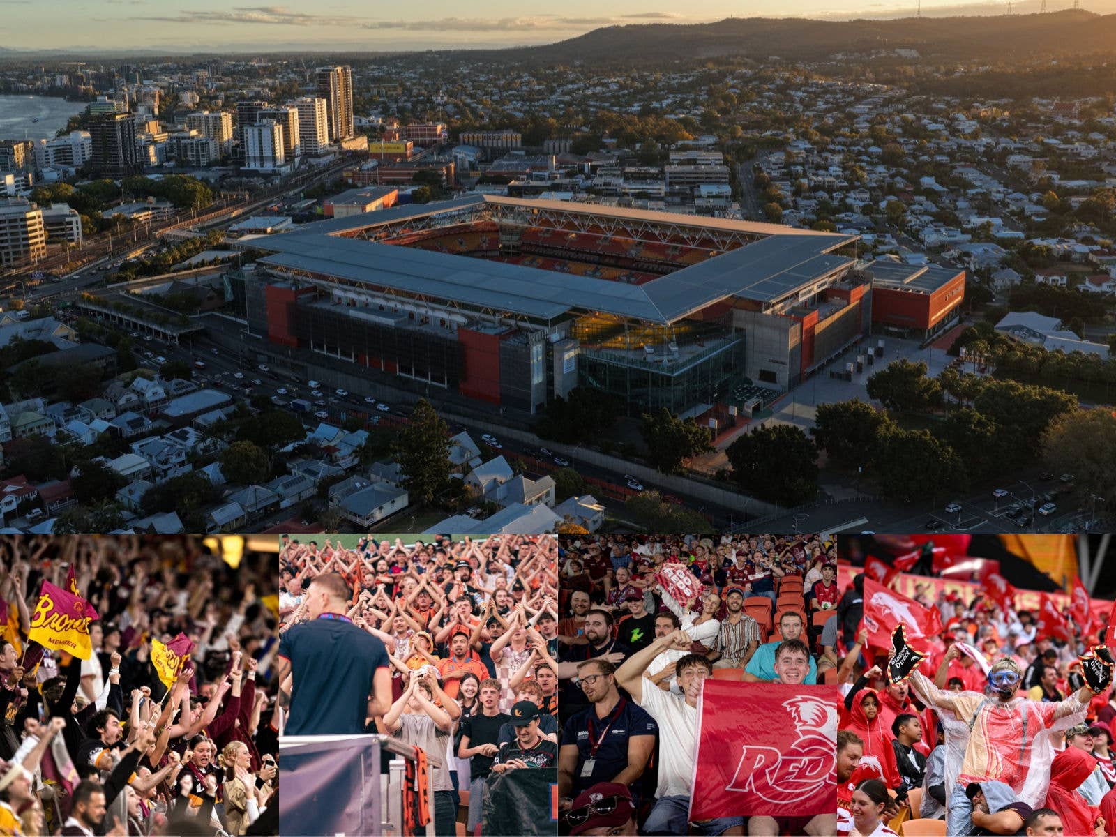 Suncorp Stadium and fans from all four clubs enjoying the events