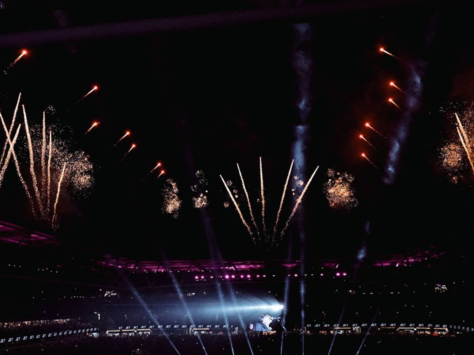An image of fireworks during a Brisbane Broncos Game Day