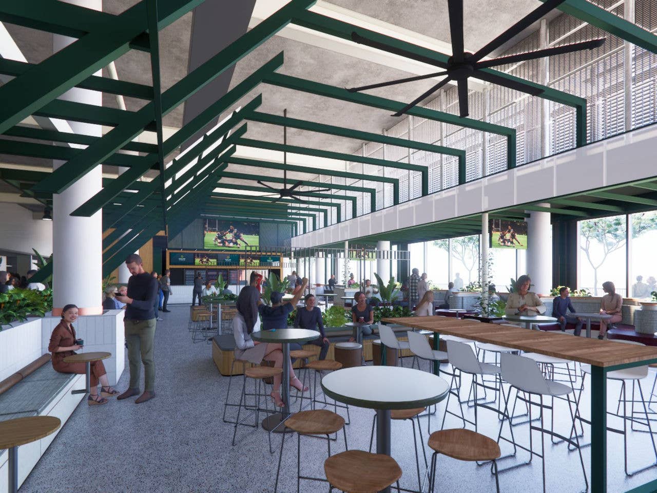Image render of the new Suncorp Stadium Members Level 3 Bar The Greenhouse