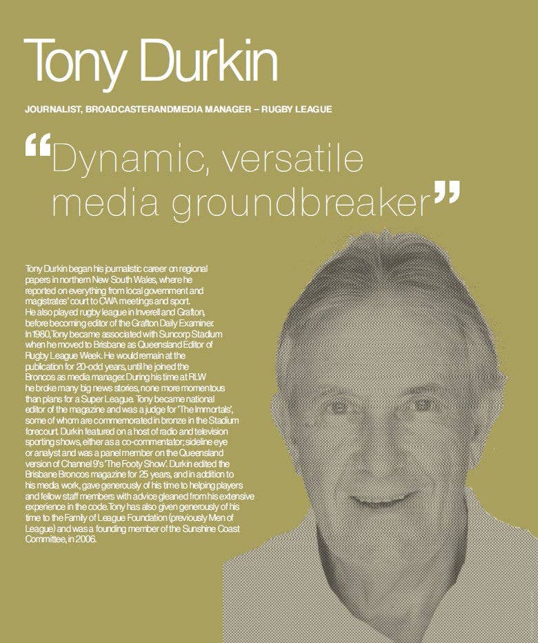 Tony Durkin Hall of Fame plaque.