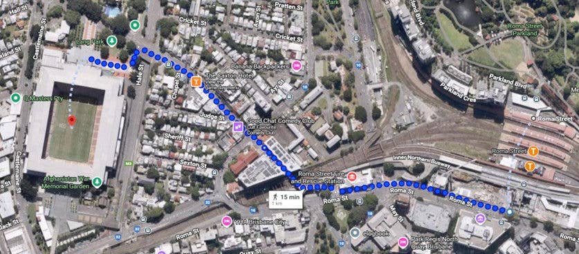Roma Street Directions to Suncorp Stadium
