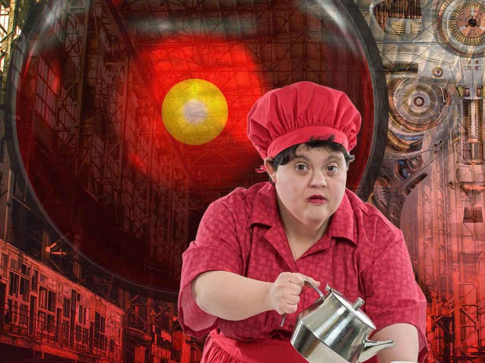 An actor from the Real and Diverse Ensemble acting in the Tea Lady Factor