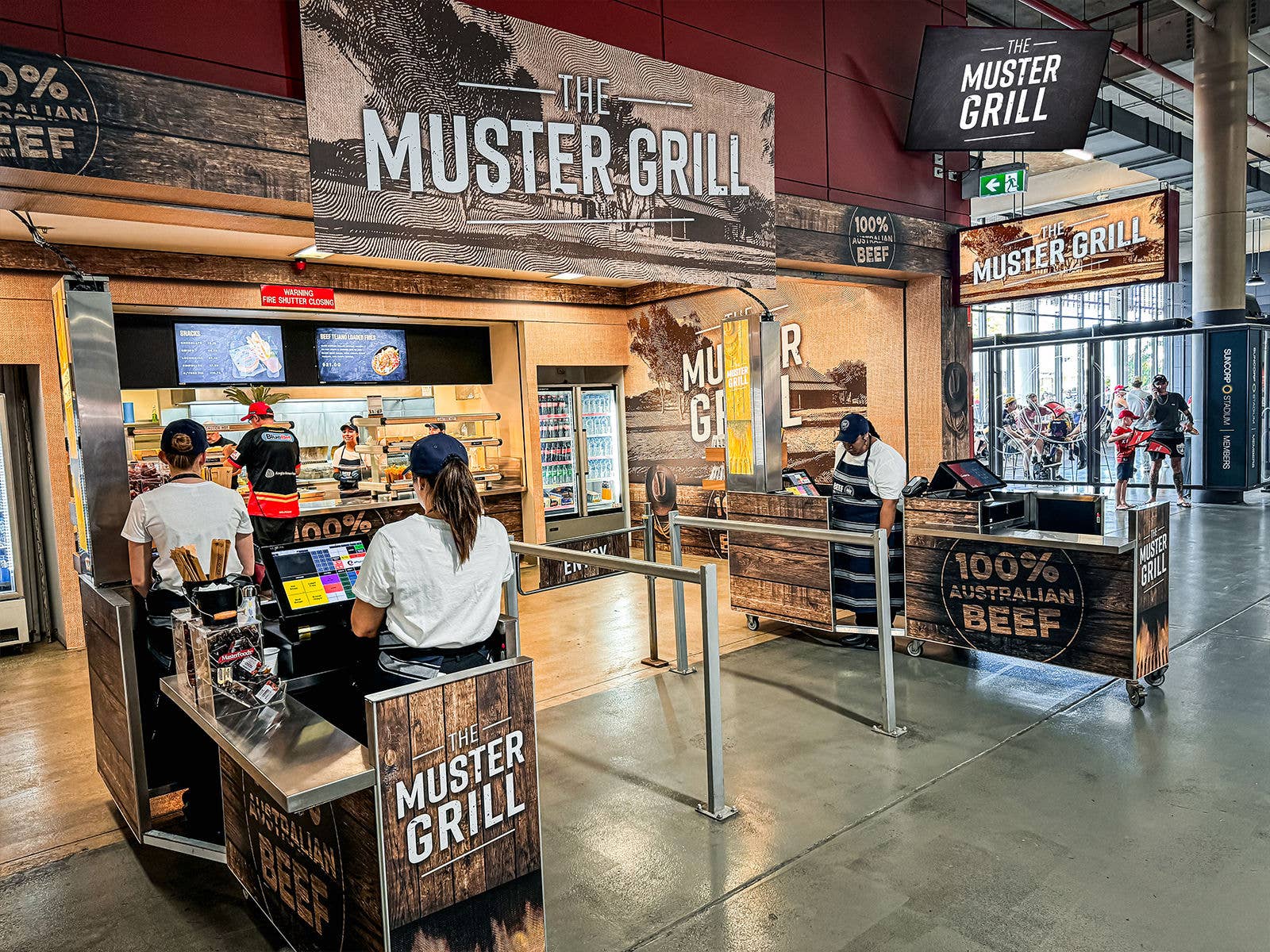 External view of Suncorp Stadium's Muster Grill during an event.