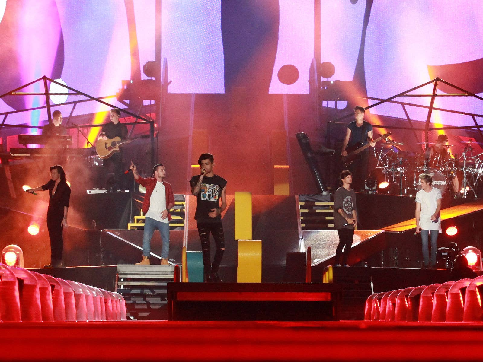 One Direction on stage at Suncorp Stadium during their On The Road Again Tour in 2015.  PIC MARC ROBERTSON.