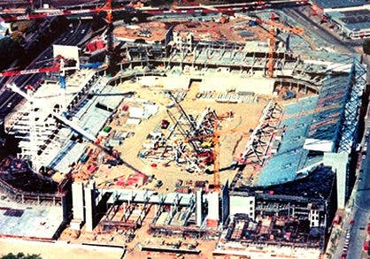 View of the Stadium whilst undergoing redevelopment in 1999.