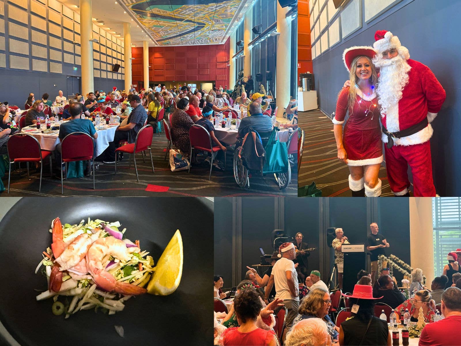 A collage of images from Suncorp Stadium's Christmas Day Lunch, as the Milton Room was full of guests enjoying a 3-course meal