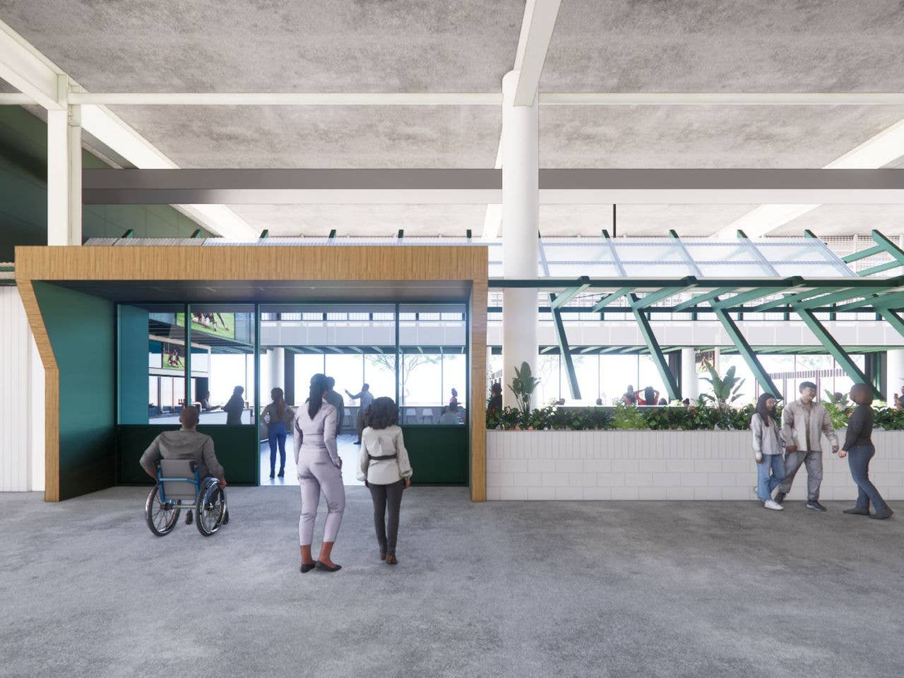 Image render of the new Suncorp Stadium Members Level 3 Bar The Greenhouse