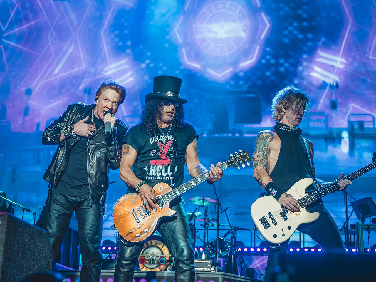 The band Guns N' Roses performing on stage