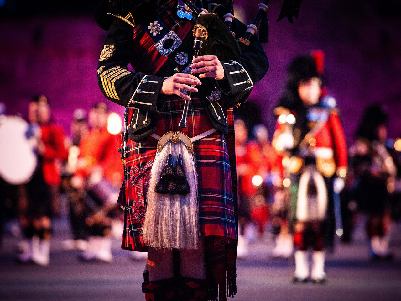 A Bagpipe Performer during the Royal Edinburgh Military Tattoo